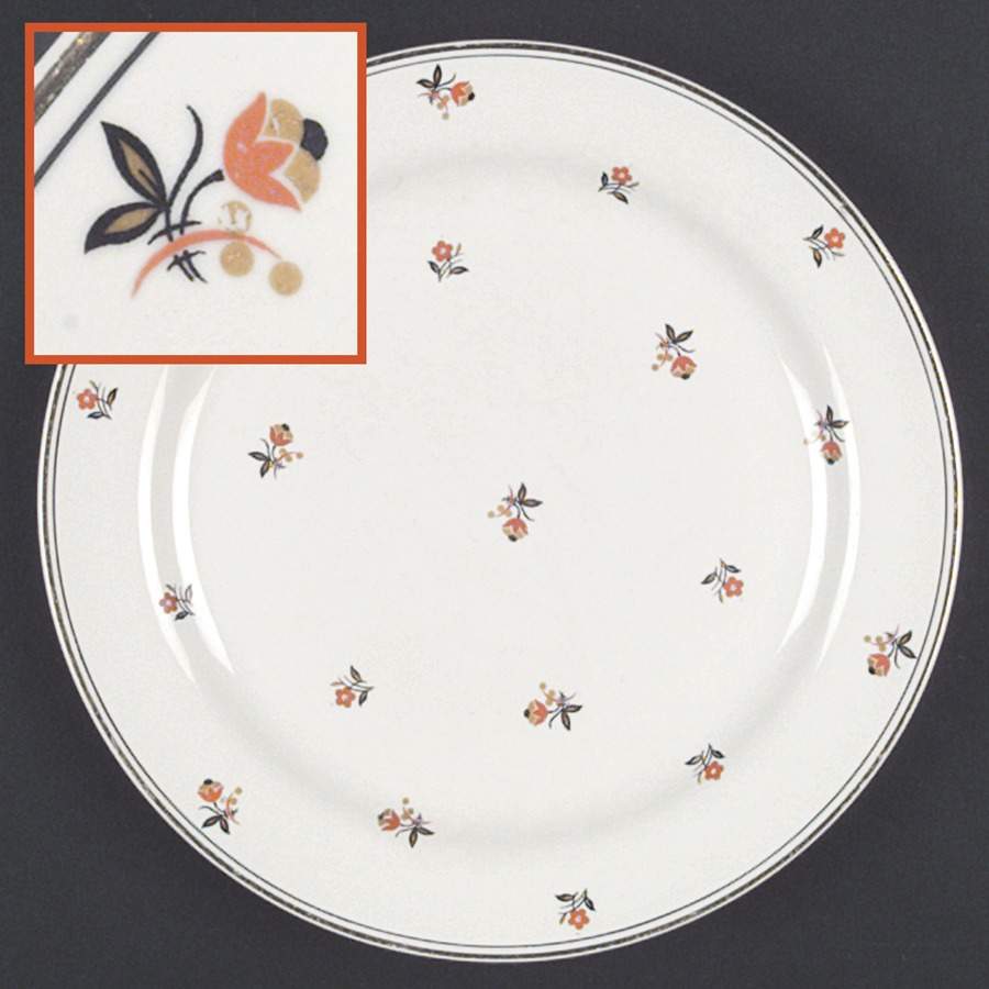 Cardinal (Red Floral, Nautilus) Luncheon Plate by Homer Laughlin -1