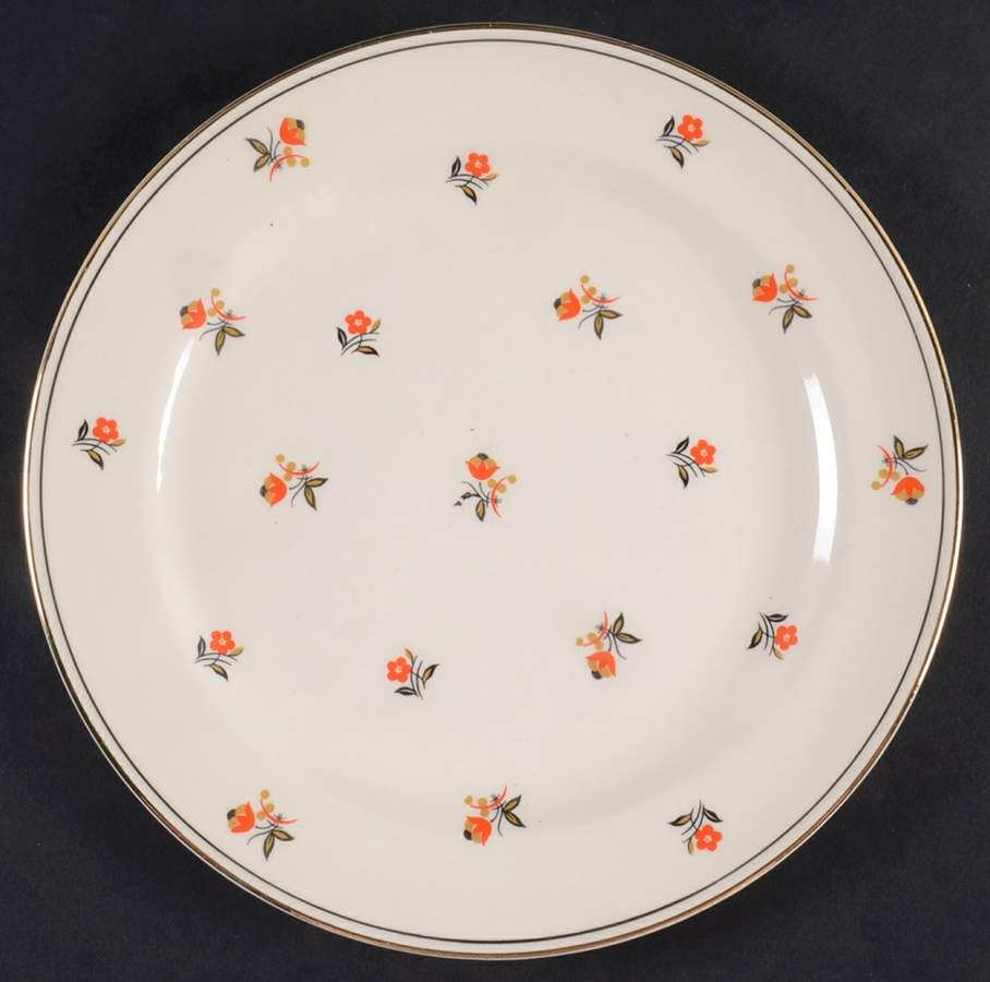 Cardinal (Red Floral, Nautilus) Salad Plate by Homer Laughlin -1