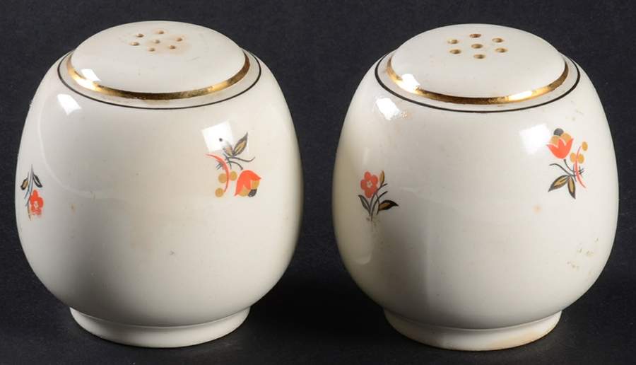 Cardinal (Red Floral, Nautilus) Salt & Pepper Set by Homer Laughlin -1