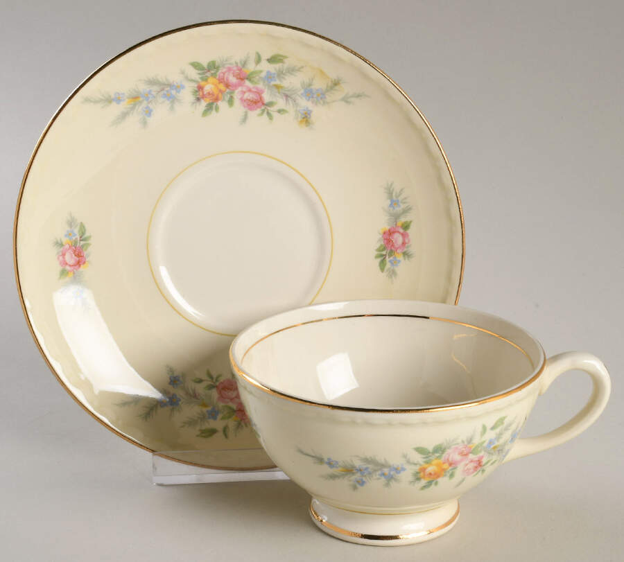 Cashmere Footed Cup & Saucer Set by Homer Laughlin -1