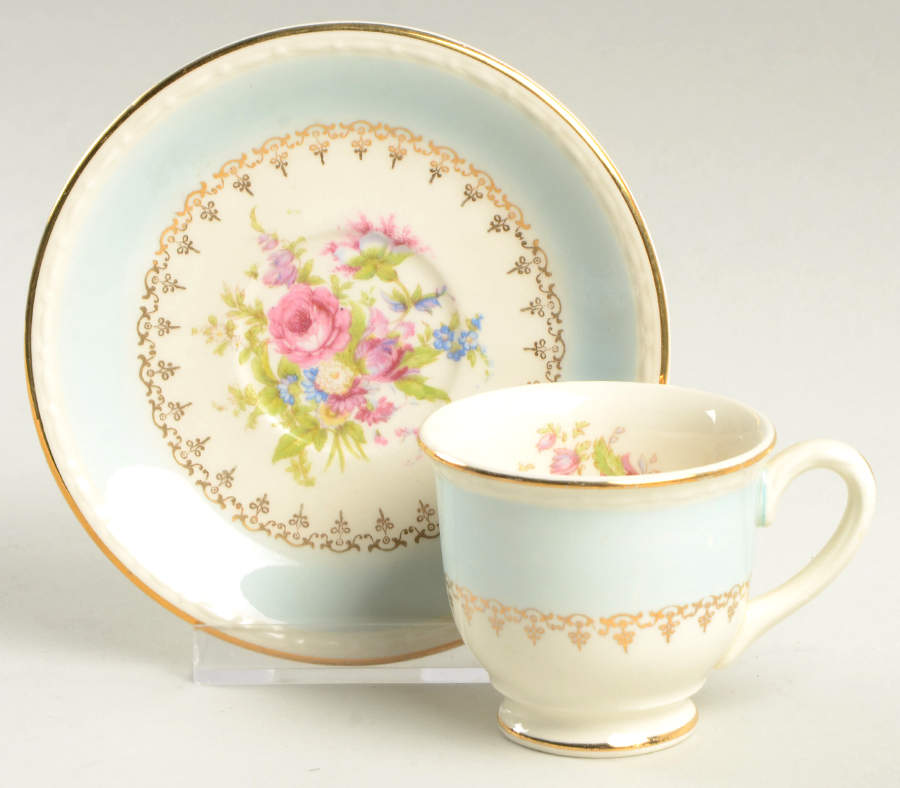Chateau Footed Demitasse Cup & Saucer Set by Homer Laughlin -1