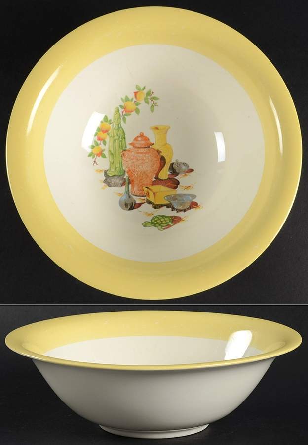 Chinese Green Godess 8" Round Vegetable Bowl by Homer Laughlin -1