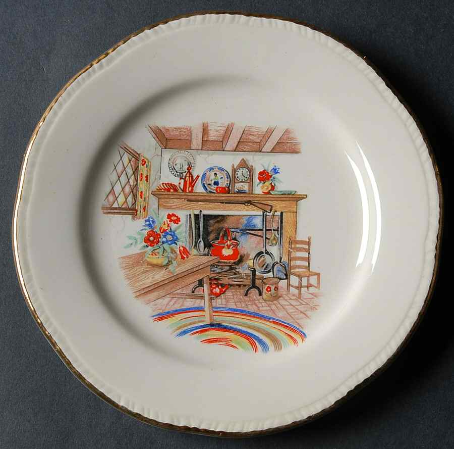 Colonial Kitchen (Liberty, Gold Trim) Bread & Butter Plate by Homer Laughlin -1