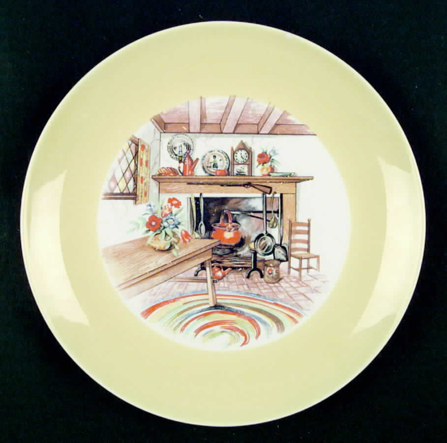 Colonial Kitchen (Rhythm, Yellow Border)) Dinner Plate by Homer Laughlin -1