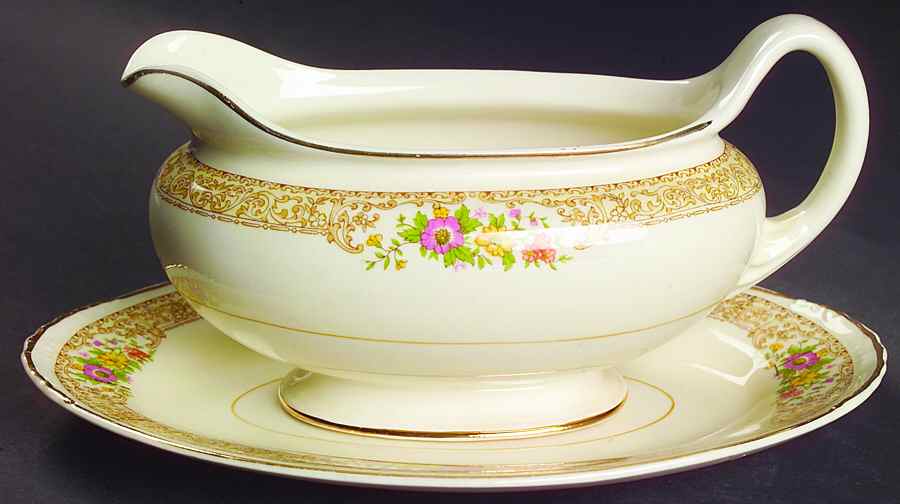 Coronet Gravy Boat & Underplate/Relish by Homer Laughlin -1