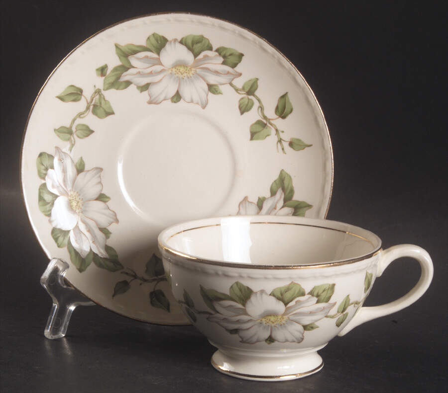 Cotillion Footed Cup & Saucer Set by Homer Laughlin -1