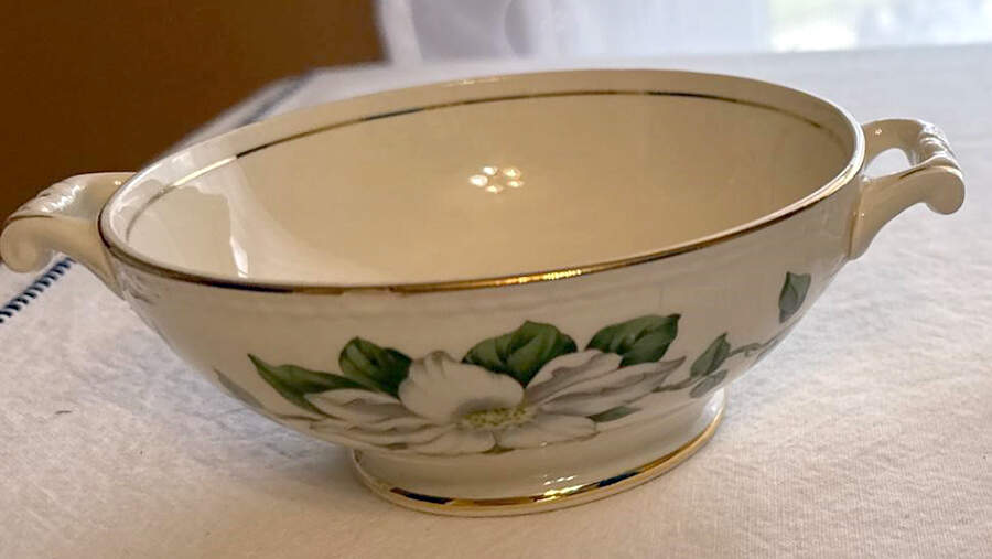 Cotillion Footed Cream Soup Bowl by Homer Laughlin -1
