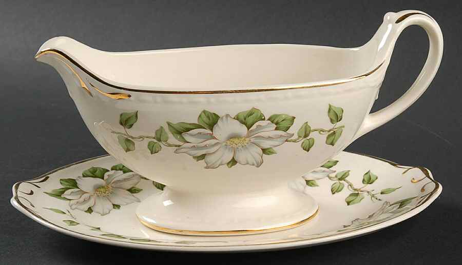Cotillion Gravy Boat & Underplate/Relish by Homer Laughlin -1