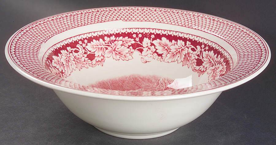 Currier & Ives Red Round Vegetable No Lid by Homer Laughlin -1