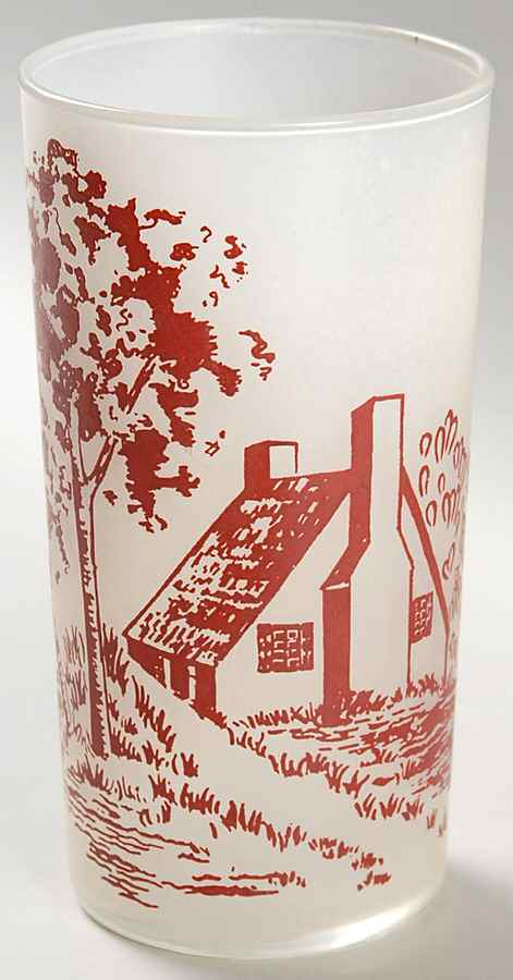 Currier & Ives Red Glassware Tall Tumbler by Homer Laughlin -1