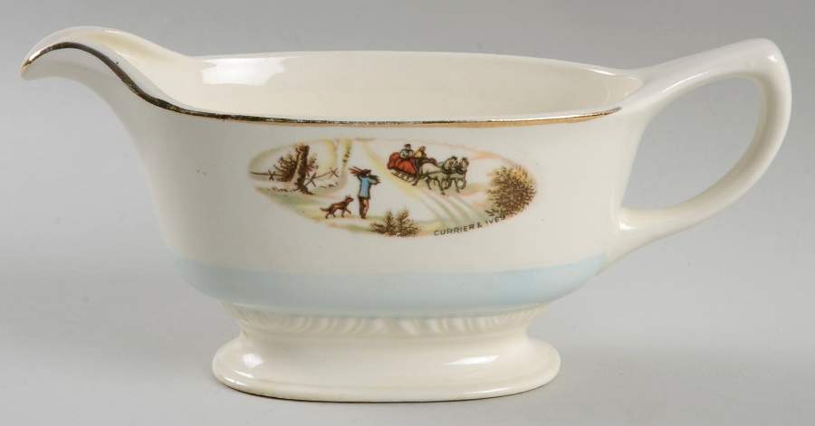 Currier & Ives Gravy Boat by Homer Laughlin -1