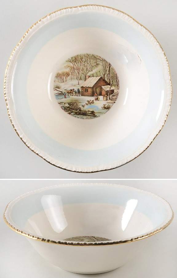Currier & Ives 8" Round Vegetable Bowl by Homer Laughlin -1