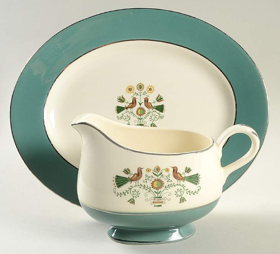 Persian Garden Gravy Boat & Underplate/Relish by Homer Laughlin -1