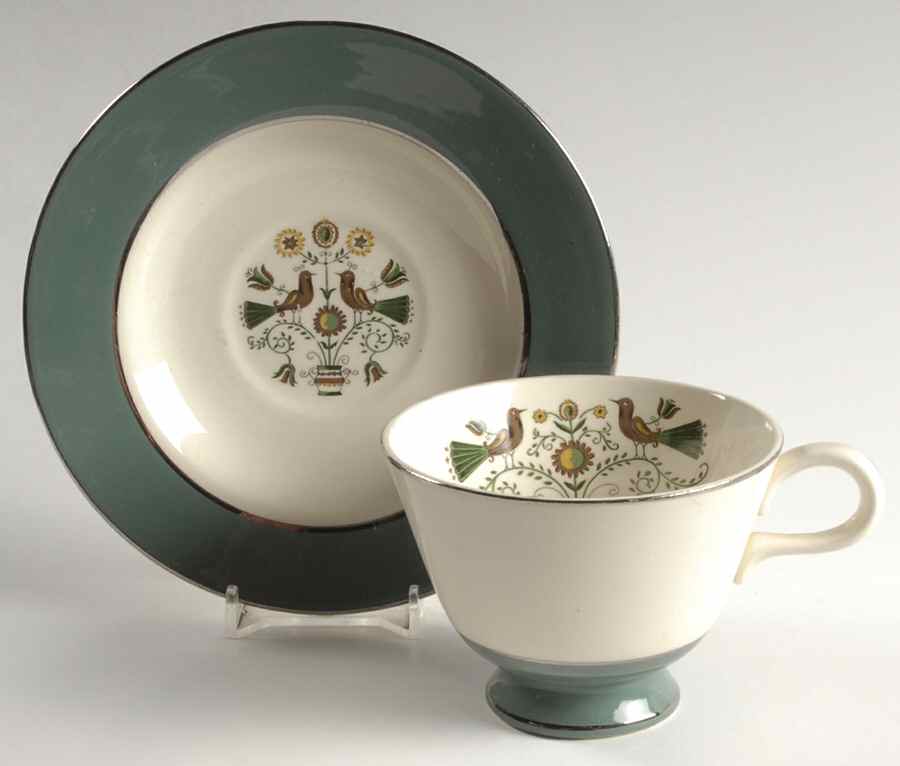 Persian Garden Footed Cup & Saucer Set by Homer Laughlin -1