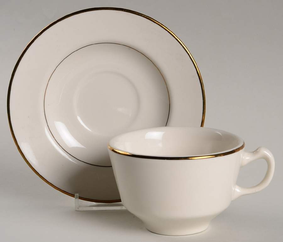 Diplomat (Rim) Flat Cup & Saucer Set by Homer Laughlin -1