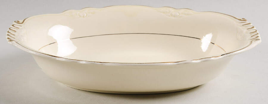 Double Gold Band 9" Oval Vegetable Bowl by Homer Laughlin -1