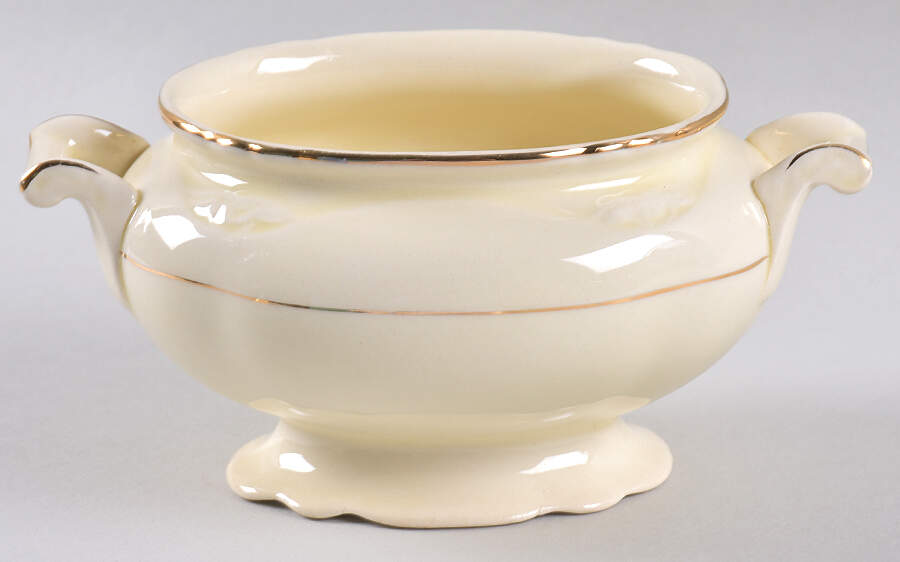 Double Gold Band Sugar Bowl No Lid by Homer Laughlin -1
