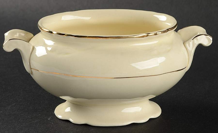 Double Gold Band Sugar Bowl No Lid by Homer Laughlin -1
