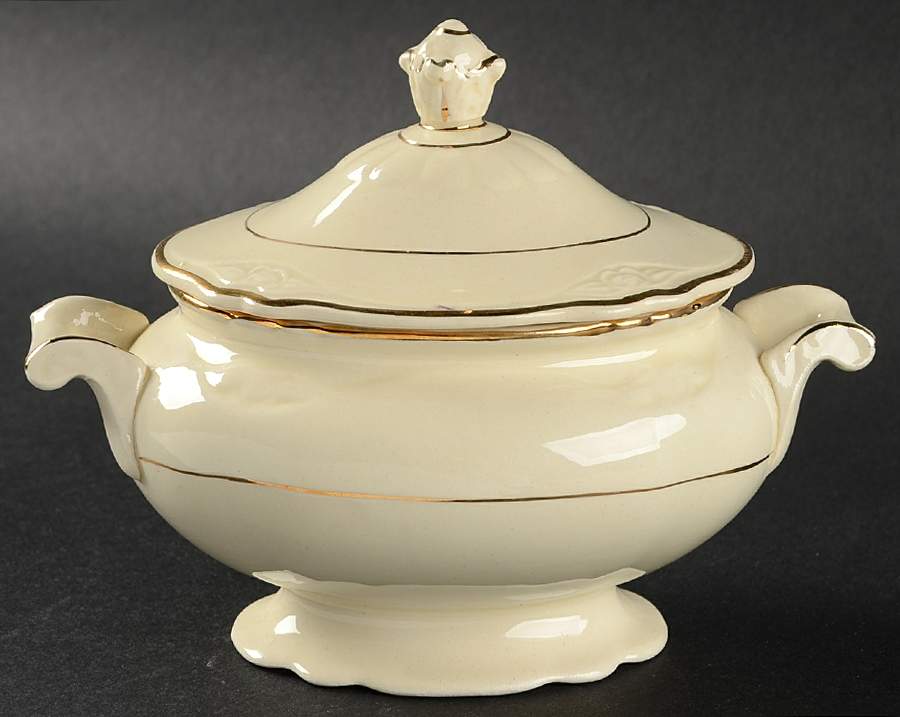 Double Gold Band Sugar Bowl & Lid by Homer Laughlin -1