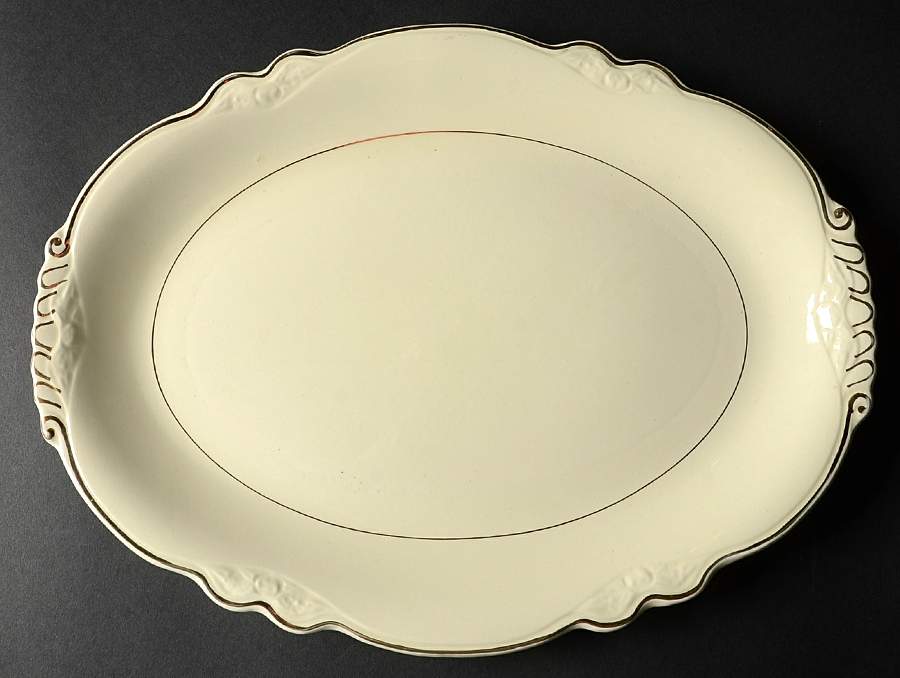 Double Gold Band 13" Oval Serving Platter by Homer Laughlin -1
