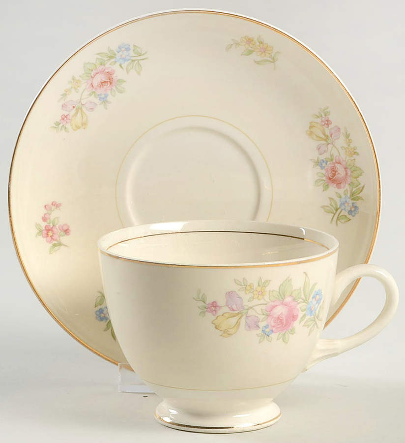 Dresden Footed Cup & Saucer Set by Homer Laughlin -1