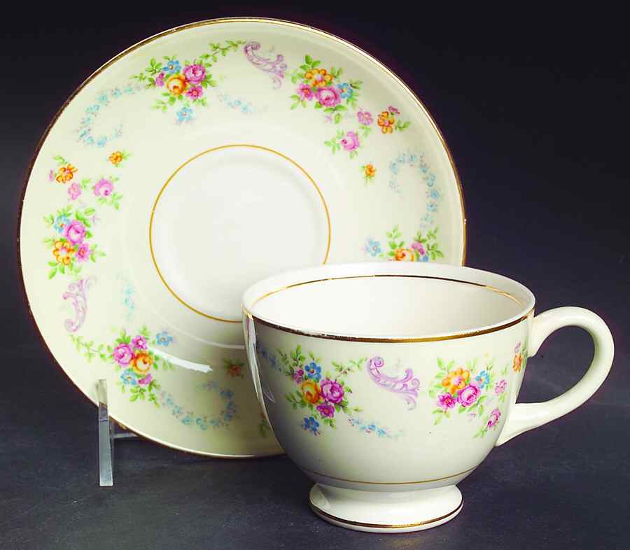 Dubarry Footed Cup & Saucer Set by Homer Laughlin -1