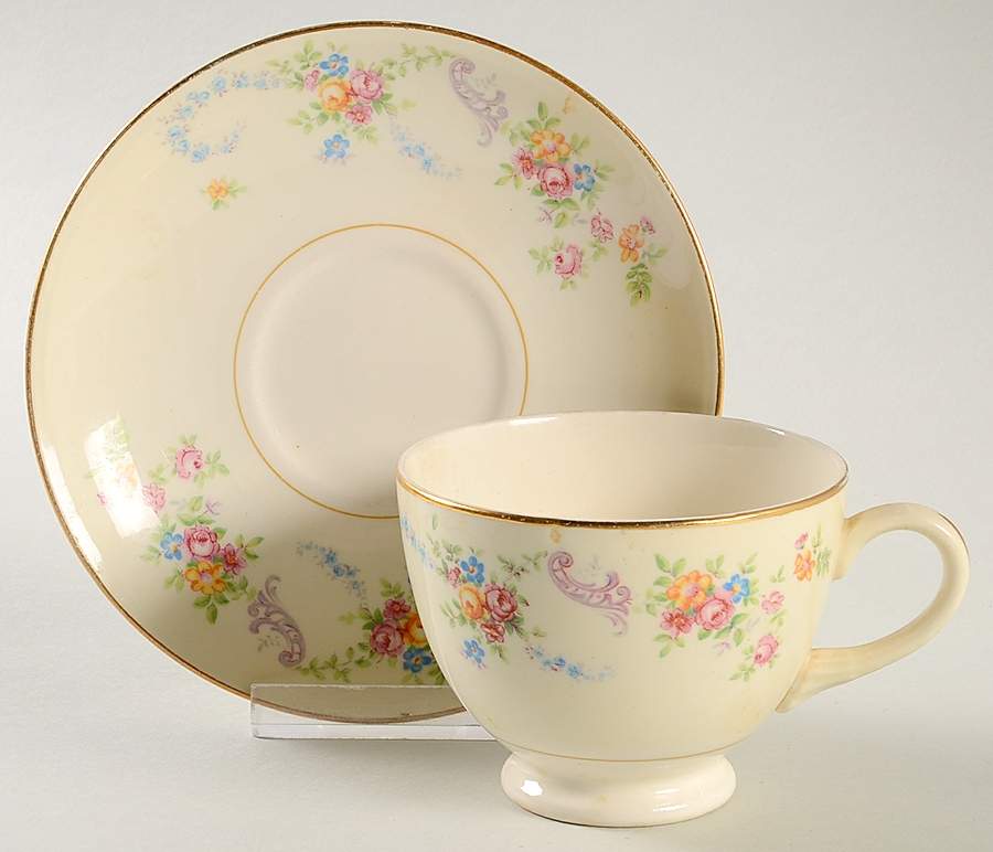 Dubarry Footed Cup & Saucer Set by Homer Laughlin -1