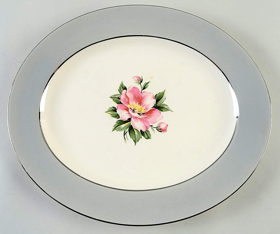 Empire Grey 13" Oval Serving Platter by Homer Laughlin -1