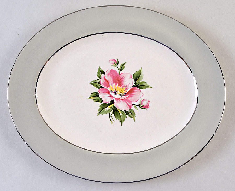 Empire Grey 11" Oval Serving Platter by Homer Laughlin -1