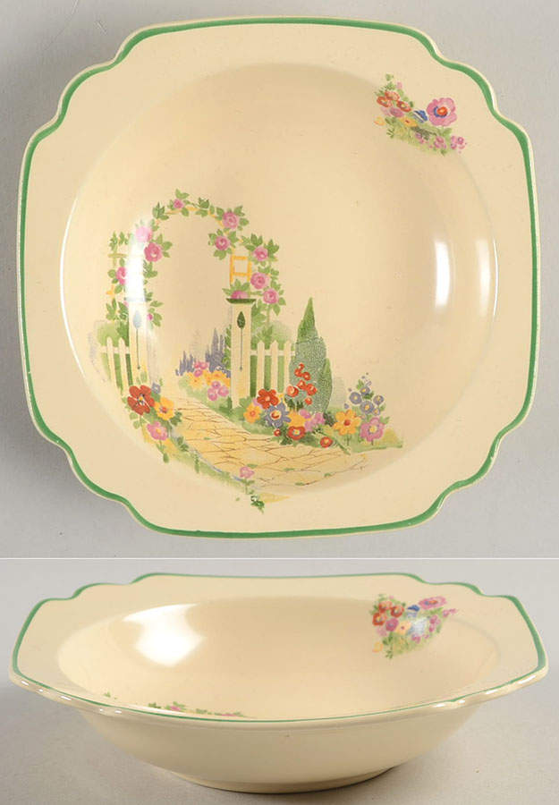 English Garden Rim Fruit/Dessert (Sauce) Bowl by Homer Laughlin -1