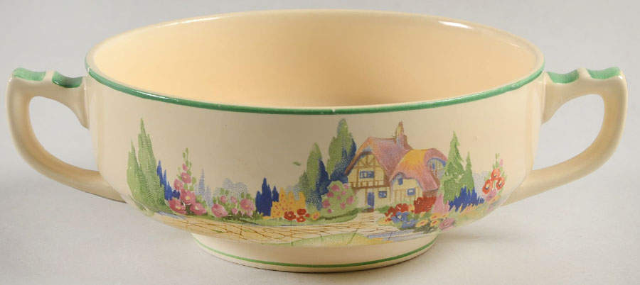 English Garden Footed Cream Soup Bowl by Homer Laughlin -1