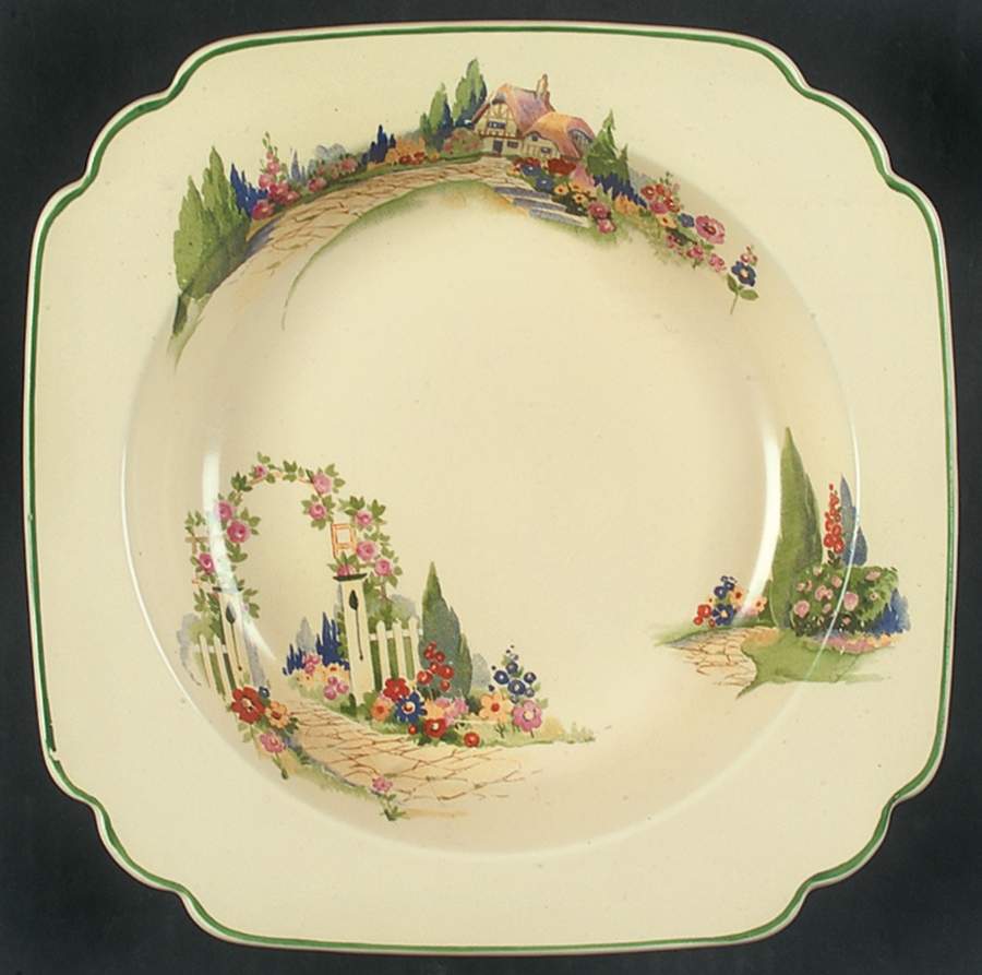 English Garden Rim Soup Bowl by Homer Laughlin -1