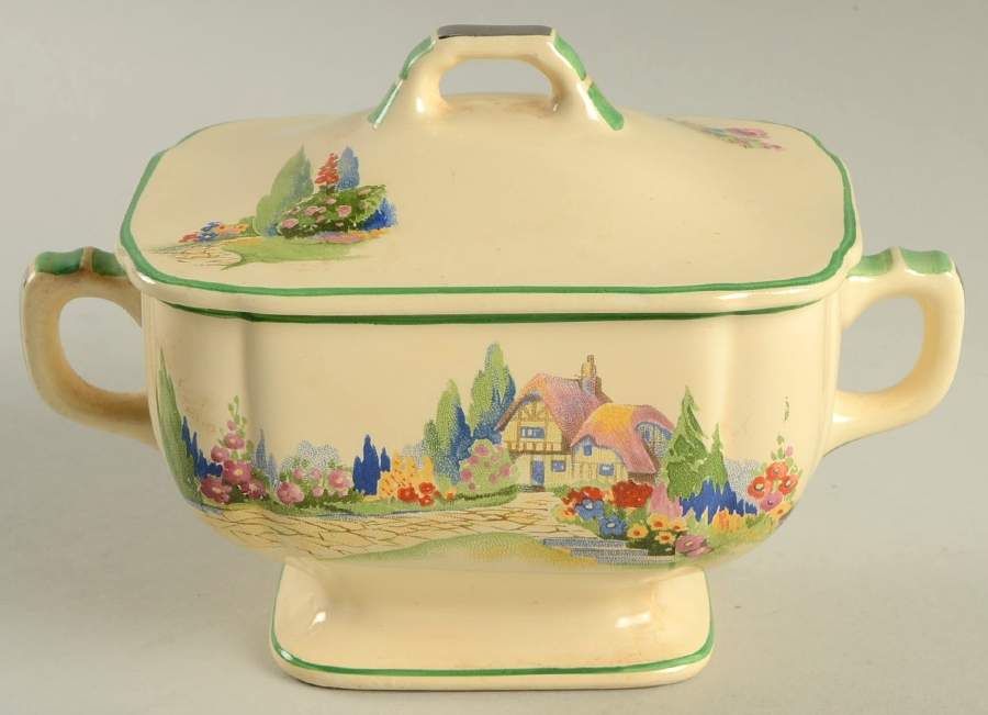 English Garden Sugar Bowl & Lid by Homer Laughlin -1