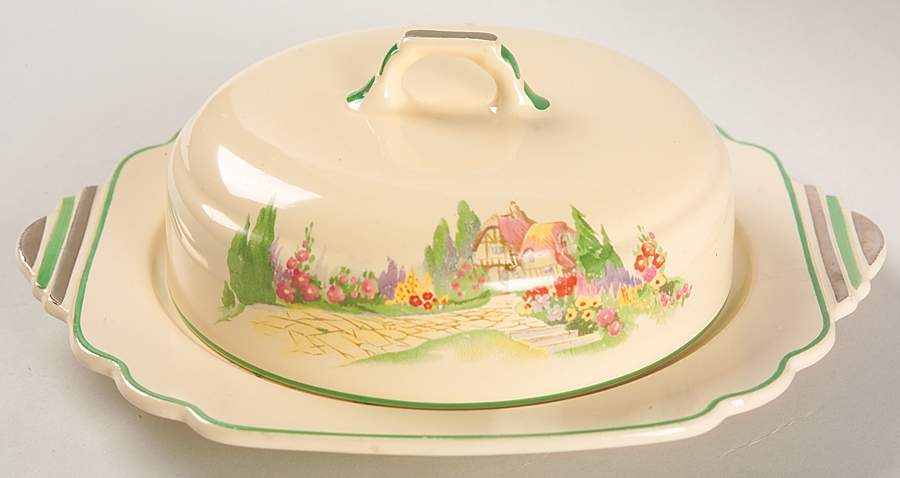 English Garden Round Covered Butter by Homer Laughlin -1