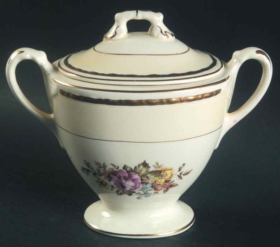 English Regency Sugar Bowl & Lid by Homer Laughlin -1