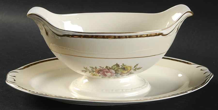 English Regency Gravy Boat with Attached Underplate by Homer Laughlin -1