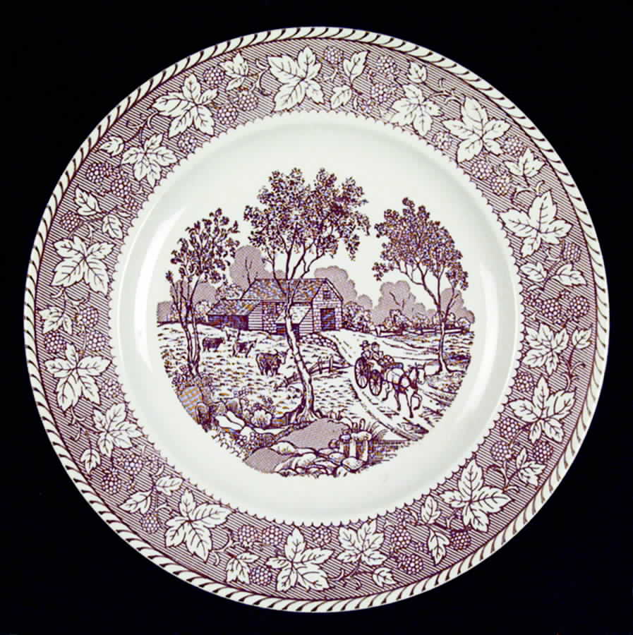 English Scenes Brown Dinner Plate by Homer Laughlin -1
