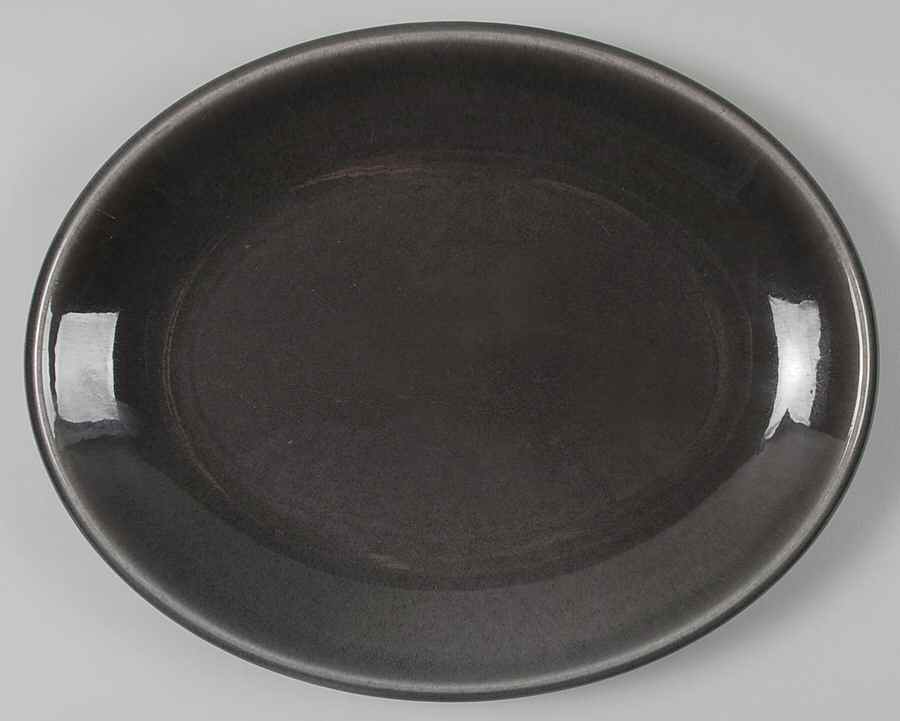 Epicure Charcoal Grey 12" Oval Serving Platter by Homer Laughlin -1
