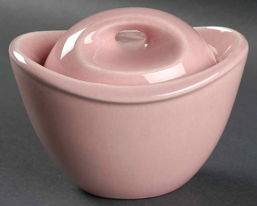 Epicure Dawn Pink Sugar Bowl & Lid by Homer Laughlin -1