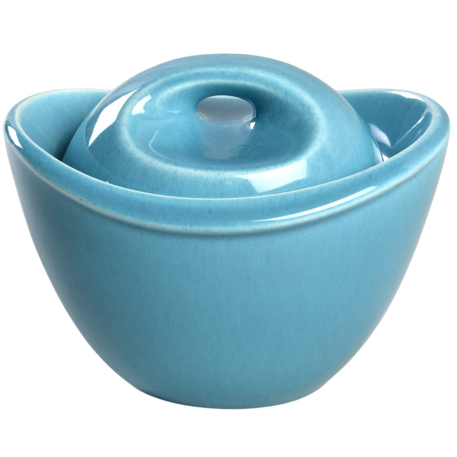 Epicure Turquoise Blue Sugar Bowl & Lid by Homer Laughlin -1