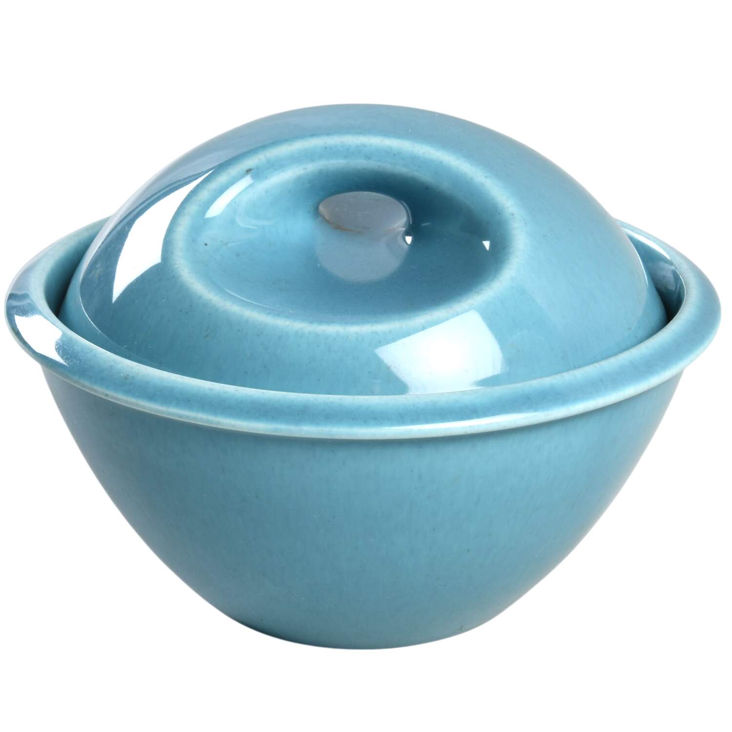Epicure Turquoise Blue Individual Casserole & Lid by Homer Laughlin -1