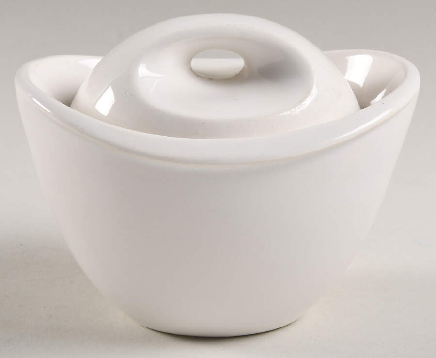 Epicure Snow White Sugar Bowl & Lid by Homer Laughlin -1