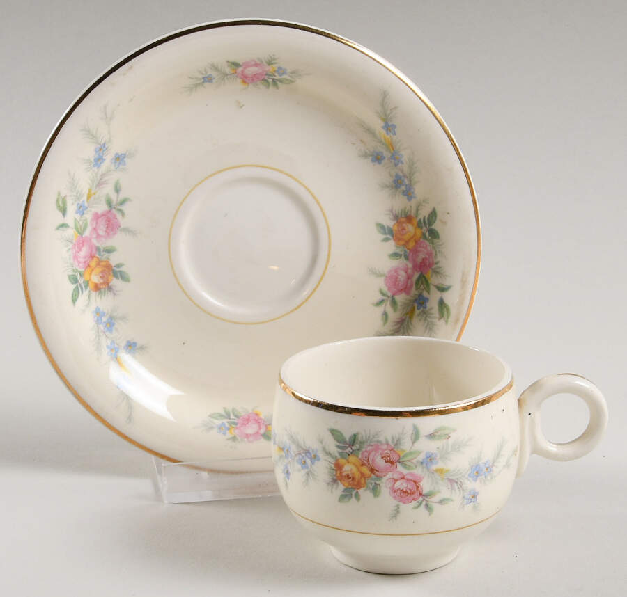 Ferndale Footed Demitasse Cup & Saucer Set by Homer Laughlin -1