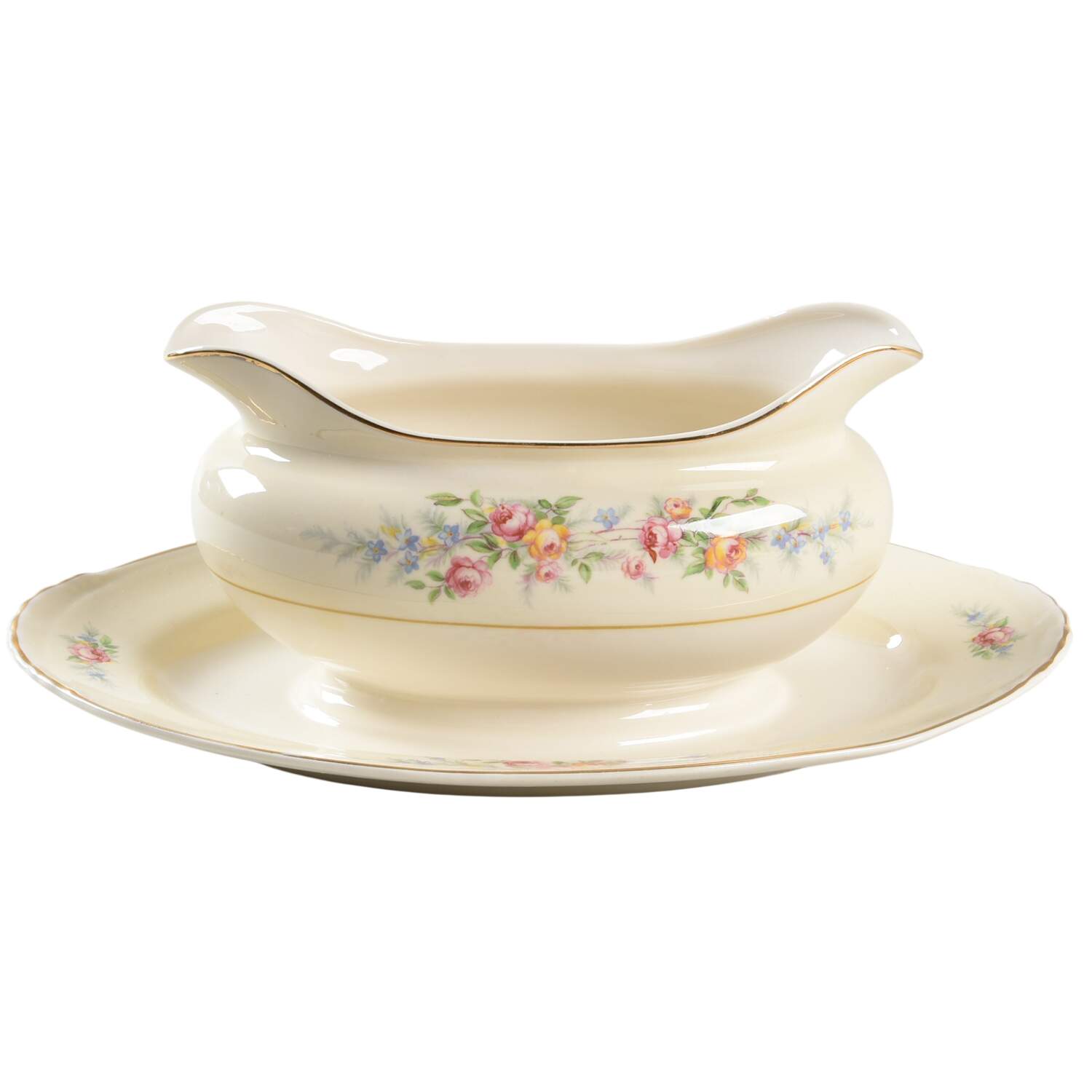 Ferndale Gravy Boat with Attached Underplate by Homer Laughlin -1