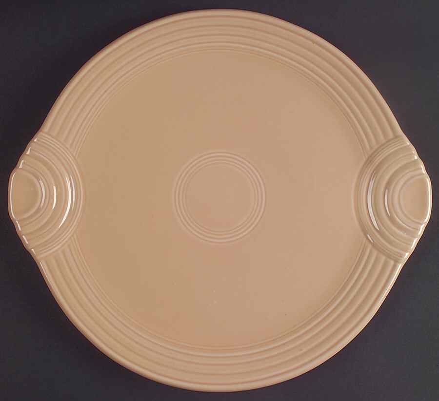 Fiesta Apricot (Intro 1986) Handled Cake Plate by Homer Laughlin -1