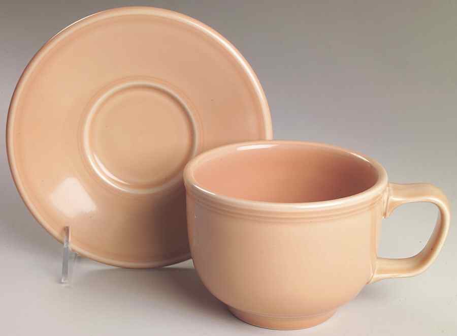 Fiesta Apricot (Intro 1986) Jumbo Cup & Saucer Set by Homer Laughlin -1