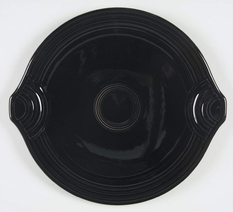 Fiesta Black (Intro 1986) Handled Cake Plate by Homer Laughlin -1