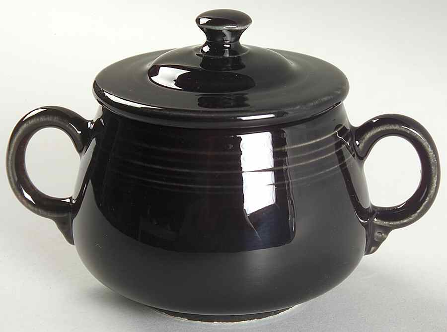Fiesta Black (Intro 1986) Individual Sugar Bowl & Lid by Homer Laughlin -1