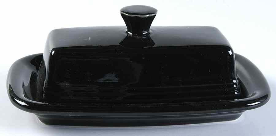 Fiesta Black (Intro 1986) Extra Large 1/4 Lb Covered Butter by Homer Laughlin -1