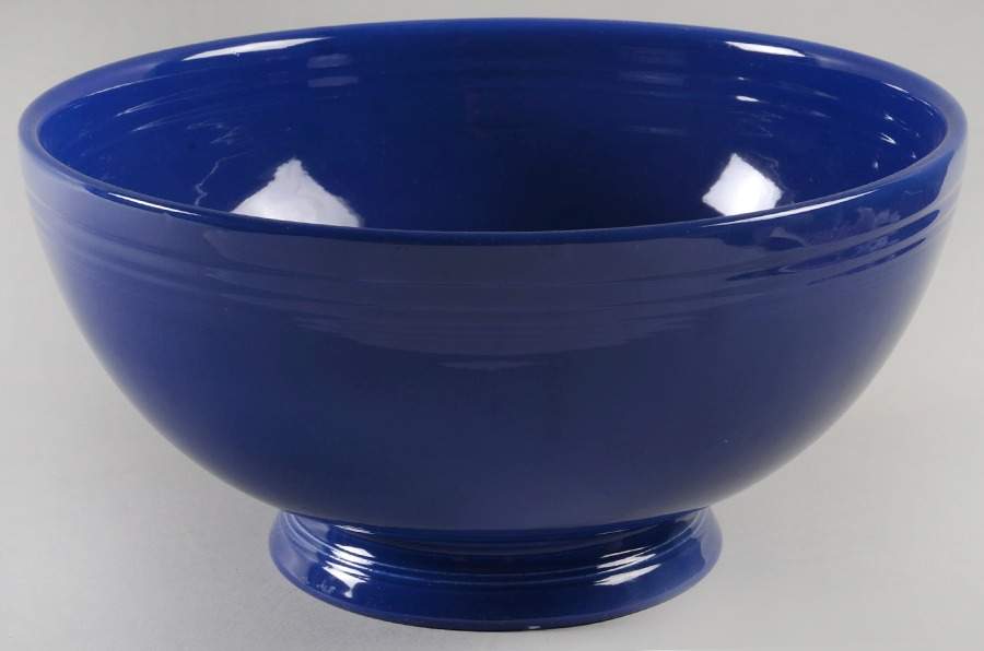 Fiesta Cobalt Blue (Older) Large Footed Salad Serving Bowl by Homer Laughlin -1